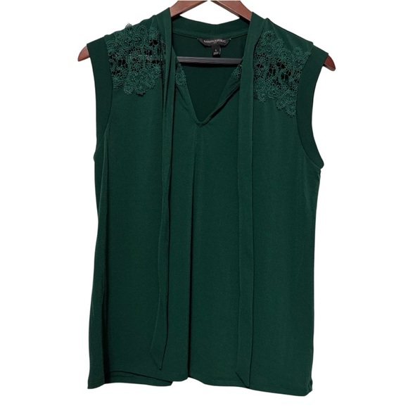 Banana Republic Emerald Green Neck Tie Sleeveless Top Women’s Small Career Wear - Picture 1 of 9